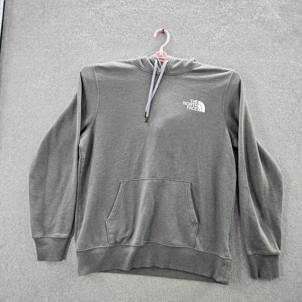 The North Face Men Hoodie L Gray Fleece Logo Graphic Print Crew Neck Pullover